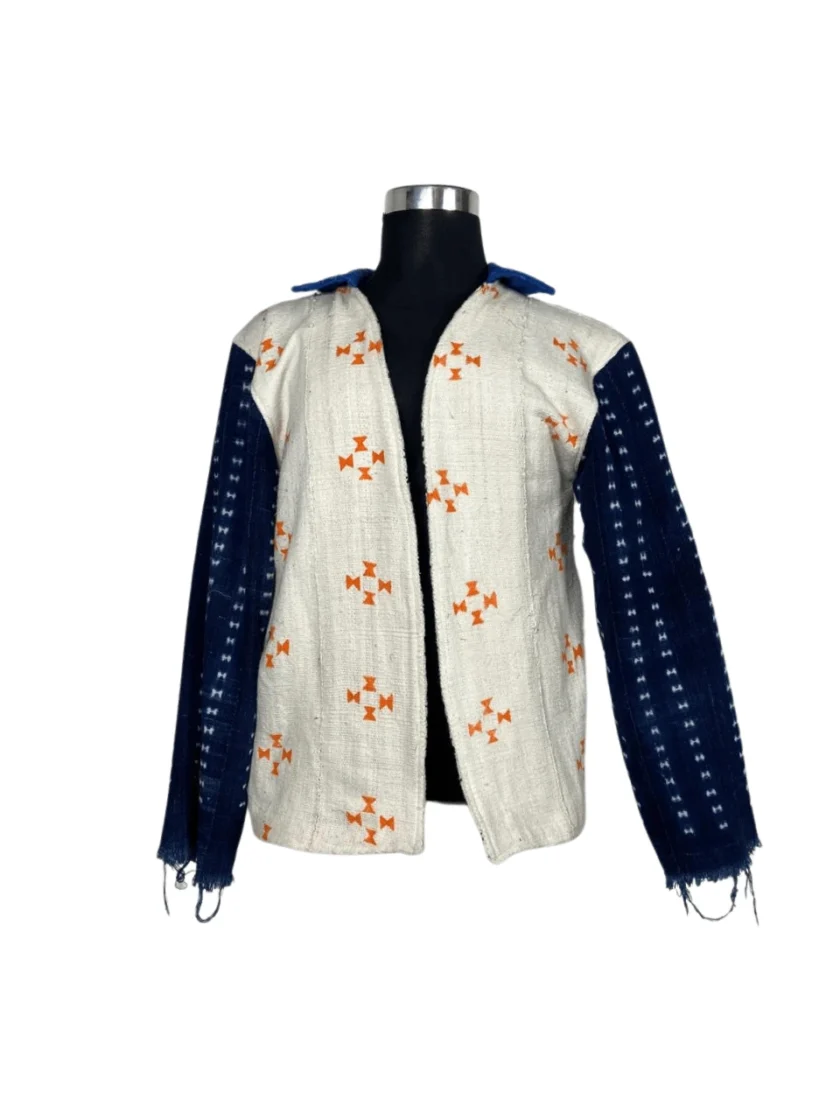 Handmade Moroccan Jeans-Style African Top Sleeves Wool Jacket – Only One Piece