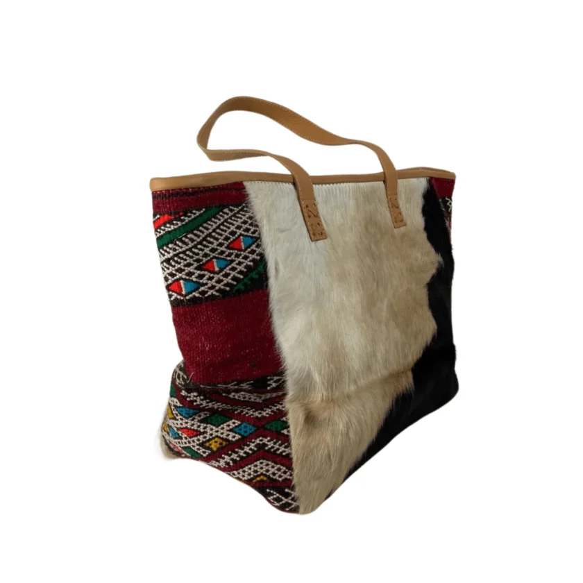 Exclusive Handmade Moroccan Goat Leather & Wool Handbag – Only One Copy - Image 3